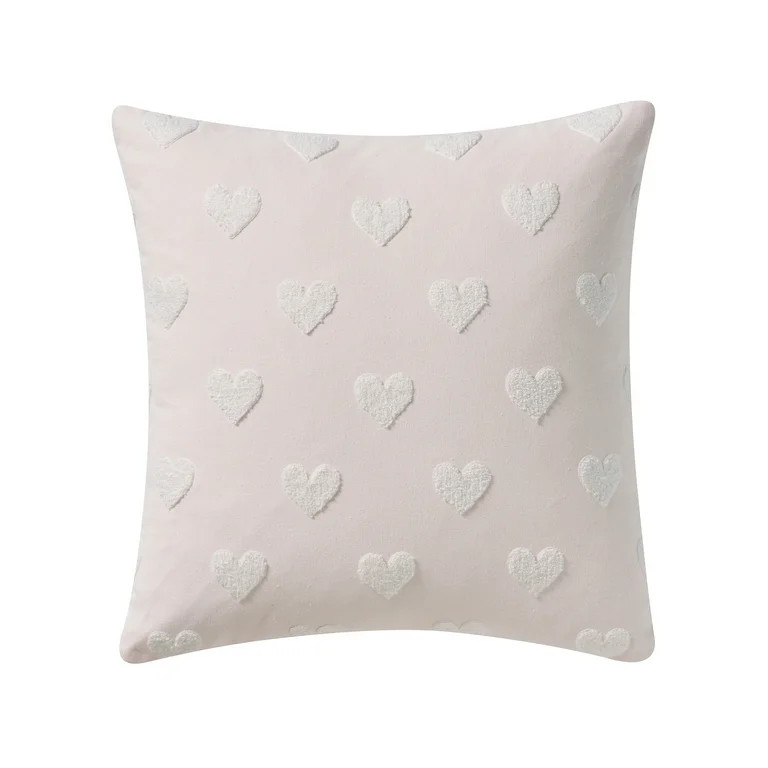 My Texas House 18" x 18" Pink Tufted Hearts Cotton Decorative Pillow Cover | Walmart (US)