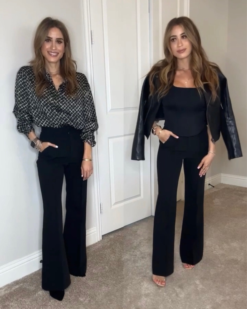 Petite work look black pants 00s or 0s work blouse corset tank Xs happy hour look office look all on sale!

#LTKunder100 #LTKworkwear #LTKsalealert