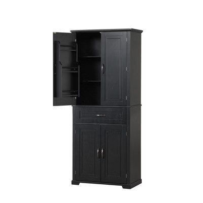 Rbied 30 in. W x 16 in. D x 72 in. H Black Bathroom Storage Cabine Linen Cabinet with Adjustable Shelf | Target