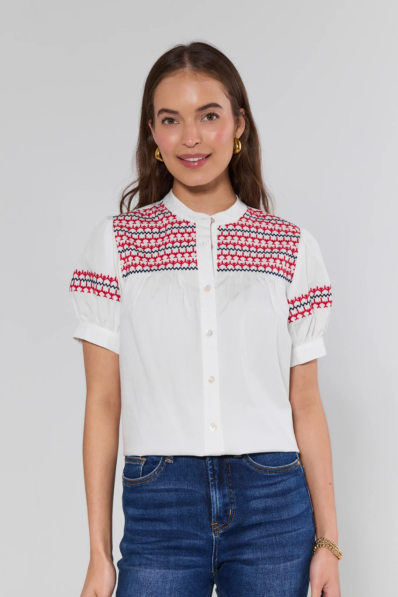 Trudy White Embroidered Top | Avara