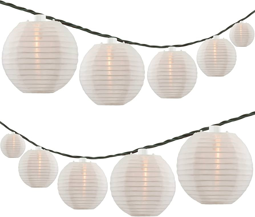 SWEET SHINE Lantern String Lights, 8.7' Brown Wire with 10 Waterproof Nylon Lantern 8" Spacing Ha... | Amazon (US)