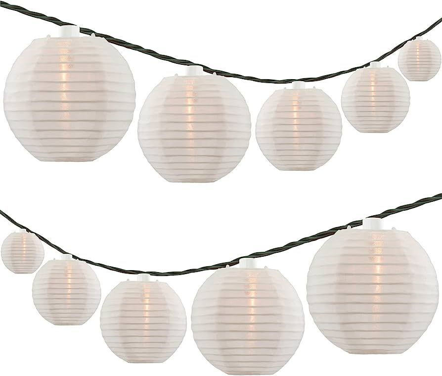 SWEET SHINE Lantern String Lights, 8.7' Brown Wire with 10 Waterproof Nylon Lantern 8" Spacing Ha... | Amazon (US)