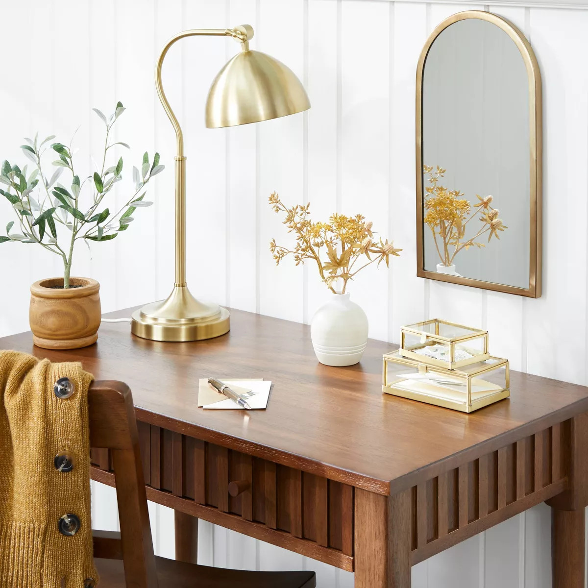 Arched 8"x16" Metal Frame Wall Mirror Brass Finish - Hearth & Hand™ with Magnolia | Target