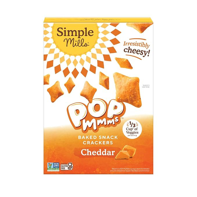 Simple Mills Pop Mmms Cheddar Baked Snack Crackers, Gluten Free, 4 Ounce (Pack of 1) | Amazon (US)