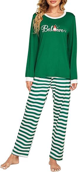 Ekouaer Christmas Pajamas Set Matching Christmas Pjs Set Holiday Pajamas for Women Reindeer Sleep... | Amazon (US)