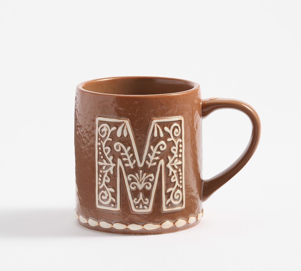 Gingerbread Stoneware Alphabet Mug | Pottery Barn (US)