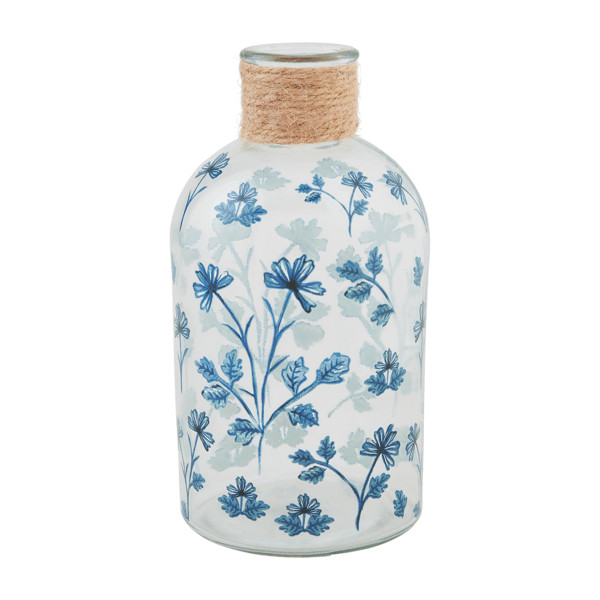 Blue Floral Glass Vase | Mud Pie