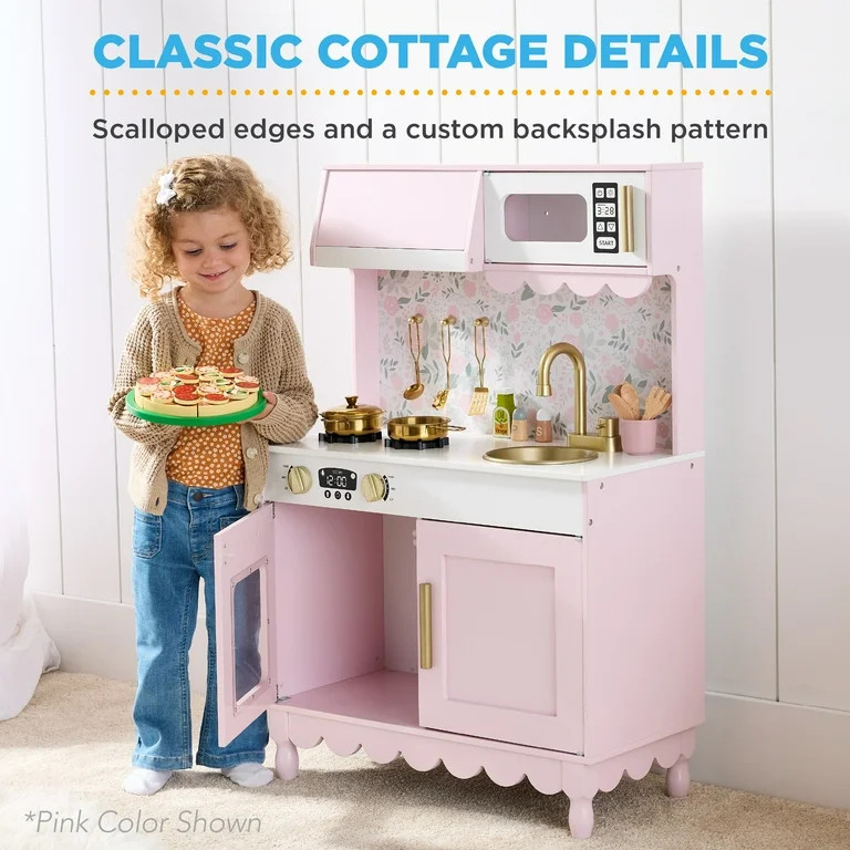 Best Choice Products Pretend Play Cottage Kitchen Wooden Toy Set for Kids w/ 5 Accessories, Oven ... | Walmart (US)