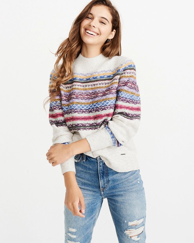 Fair Isle Mock Neck Sweater | Abercrombie & Fitch US & UK