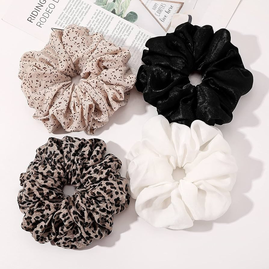 Scrunchies Hair Ties for Women Big Silk Satin Scrunchie Large Oversized Ligas Para el Cabello De ... | Amazon (US)