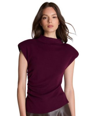 Kenneth Cole Women's Extended Shoulder Keyhole Back Mock Neck Tank Top - Black | Macy's