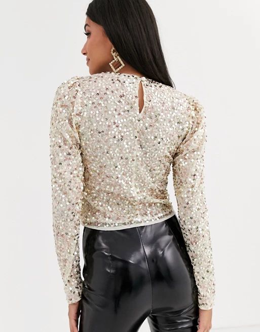 ASOS DESIGN Tall long sleeve top with sequin embellishment | ASOS US