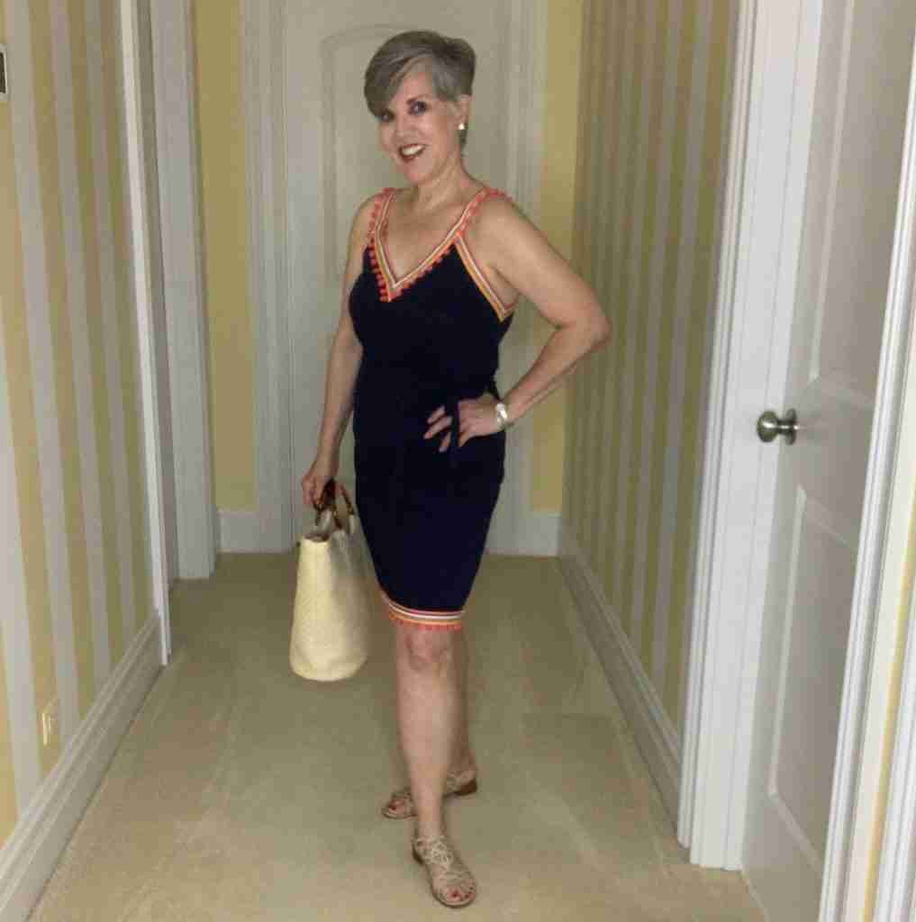 Great navy sundress for a trip or just for summer! Perfect with a natural bag, nude sandals, and “diamond” studs!
Hashtags that work !
#styleagram 
#stylebook
#stylebible
#stylefashion
#outfitshot
#styleaddict
#amazonfashion
#nordstrom
#getreadywithme 
#styletips
#grwm
#styleblogger
#springfashion
#casualandchic 
#ltkover40
#ltkover50
#ltkspring
#ltkshoecrush
#ltkitbag
#nudeshoes

