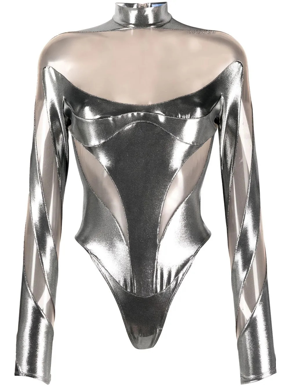 sheer-panelled metallic bodysuit | Farfetch Global