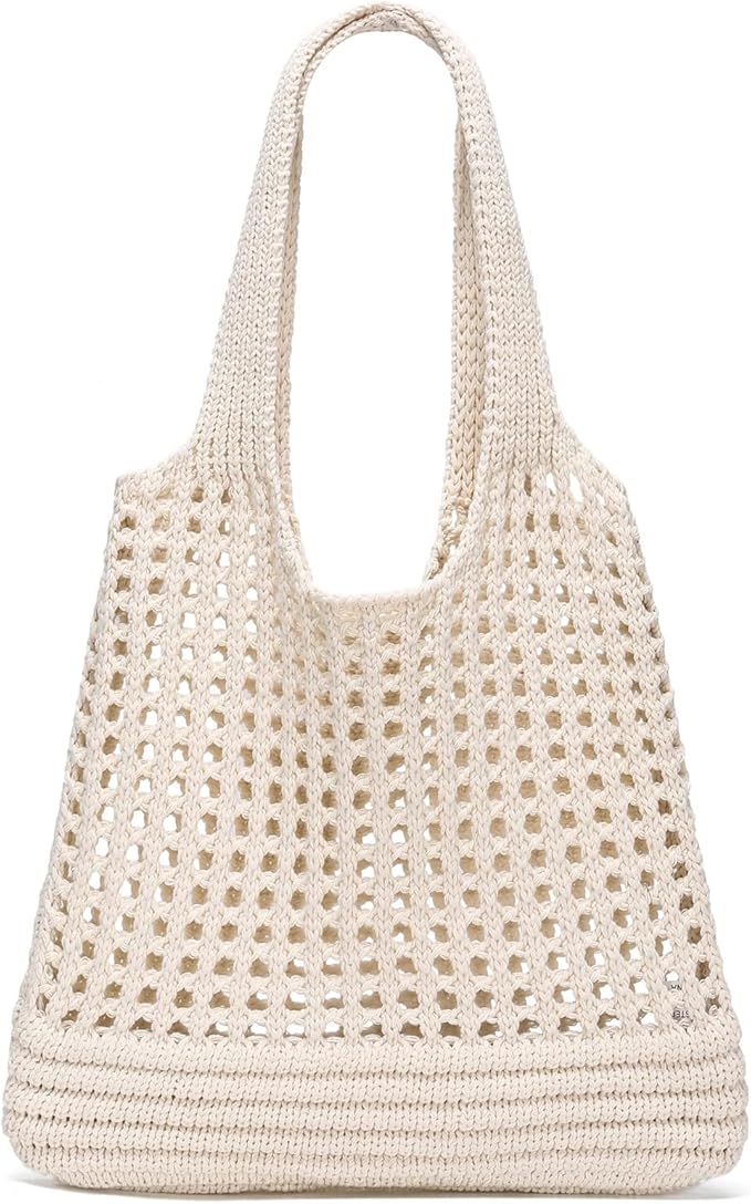 CATMICOO Crochet Beach Bag Tote: Small Knit Bag Summer Shoulder Bag for Vacation | Amazon (US)