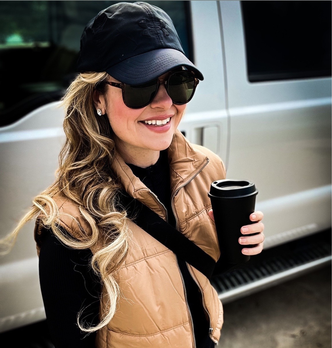 Camel vests 
Black hats
Black crossbody. 
Black matte sunglasses
Amazon outfit ideas
Stud earrings

#LTKfindsunder50 #LTKfindsunder100 #LTKSeasonal
