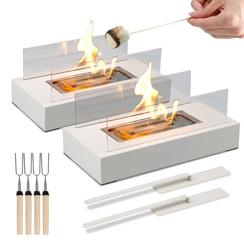 Tabletop Fire Pit Outdoor Portable Table Top Firepit Indoor Tabletop Fireplace for Patio Balcony Living Room Table Decor Family New Year Party Friday Night Dinner - 2 Pack | Amazon (US)
