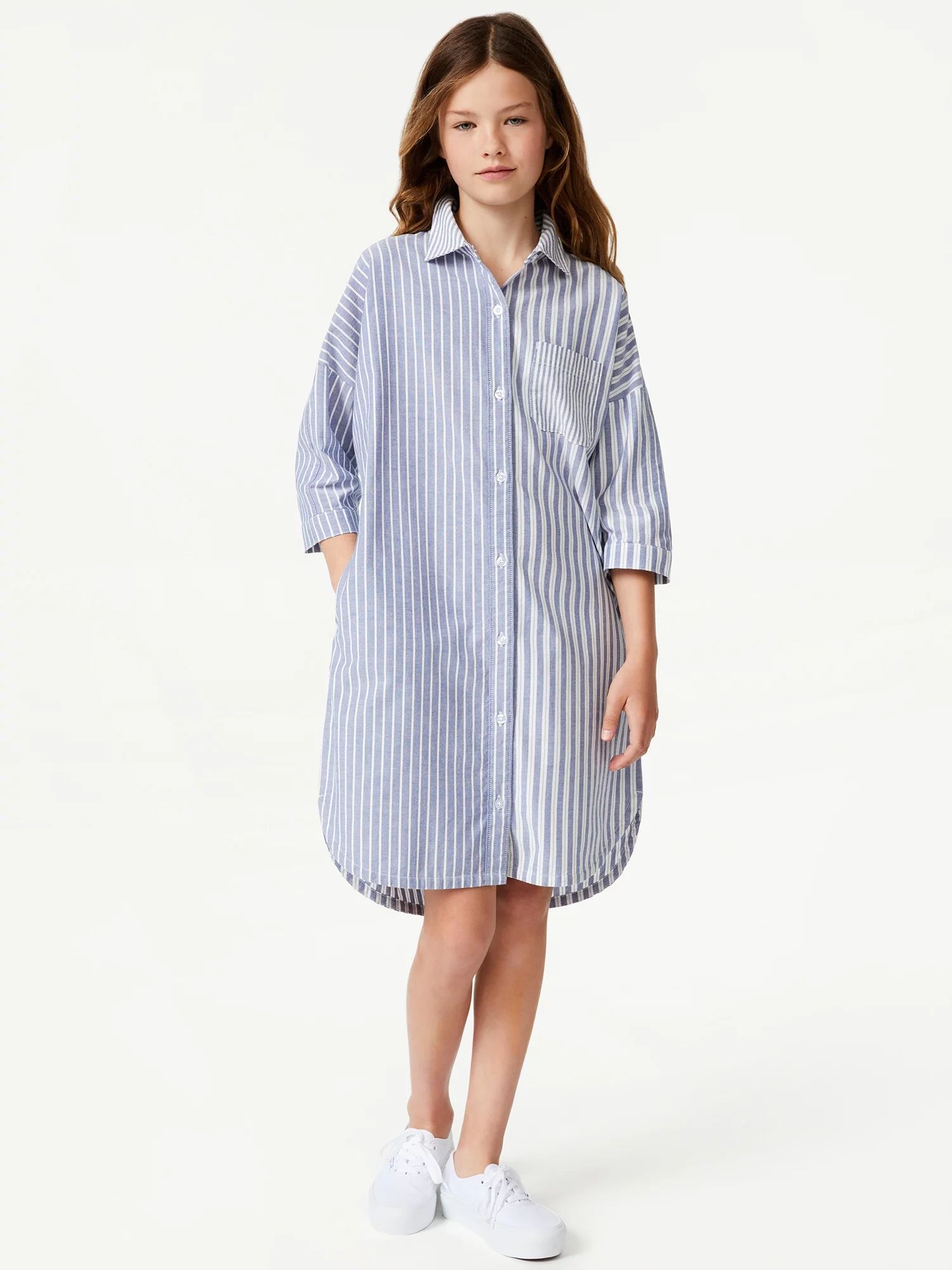 Free Assembly Oversized Short Sleeve Shirt Dress, Sizes 4-18 | Walmart (US)