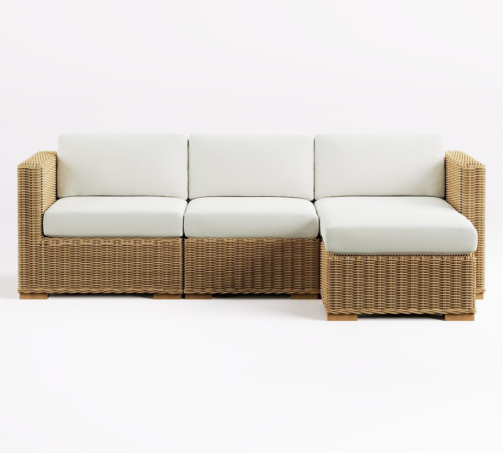 Huntington Wicker Square-Arm 4-Piece Outdoor Sectional (89") | Pottery Barn (US)