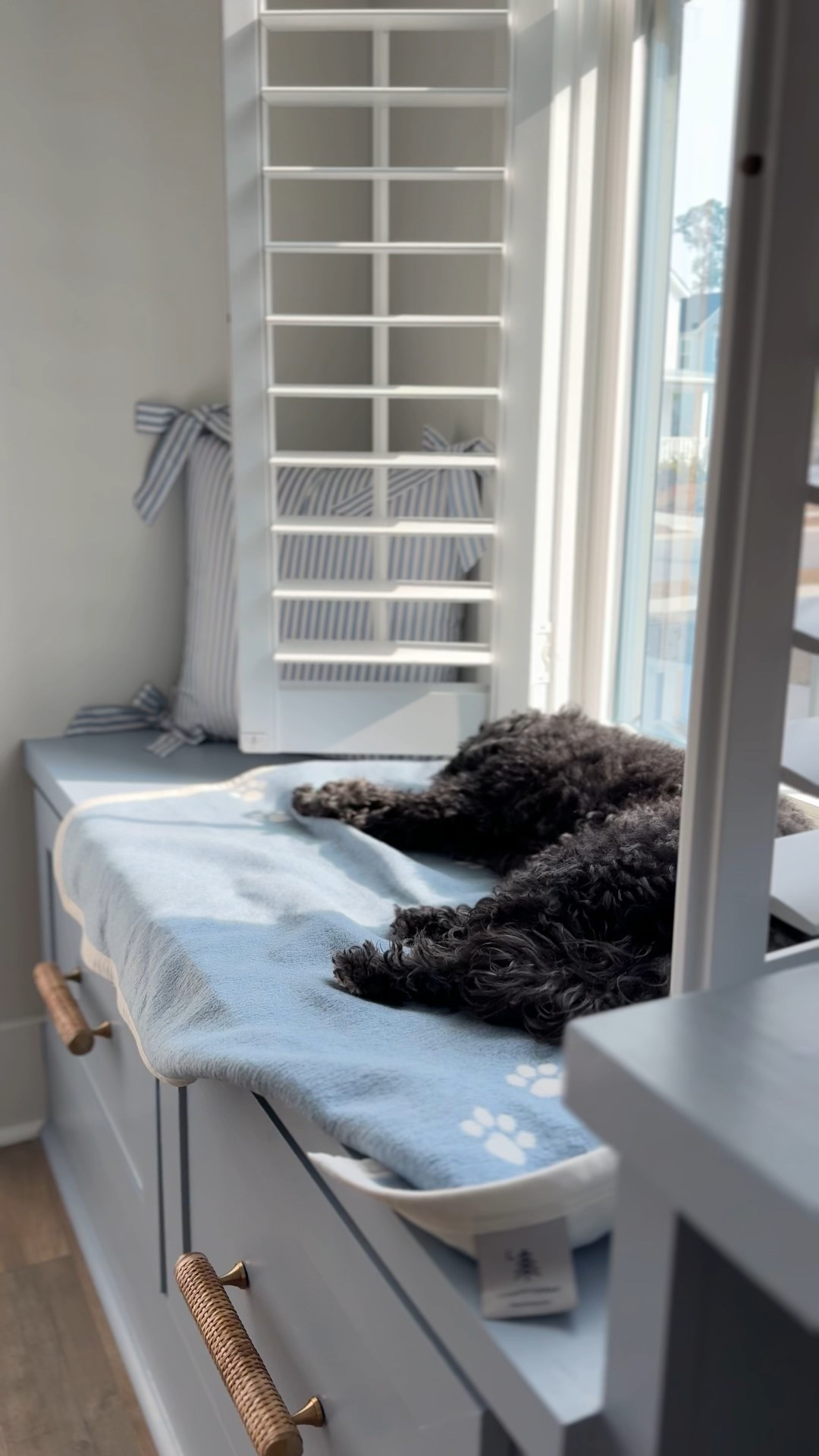 Duffy’s favorite spot in my office to nap with the sun coming through. 
Caitlin Wilson Bow pillow, chappy wrap, rattan handles 

#LTKHome