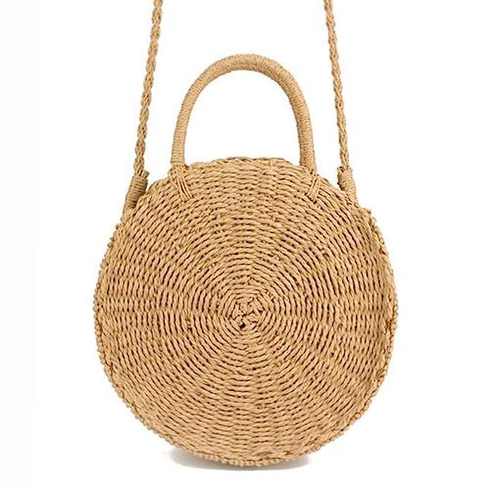 Zongsi Mini Handmade Round Straw Beach Bag Shoulder bag for women | Amazon (US)