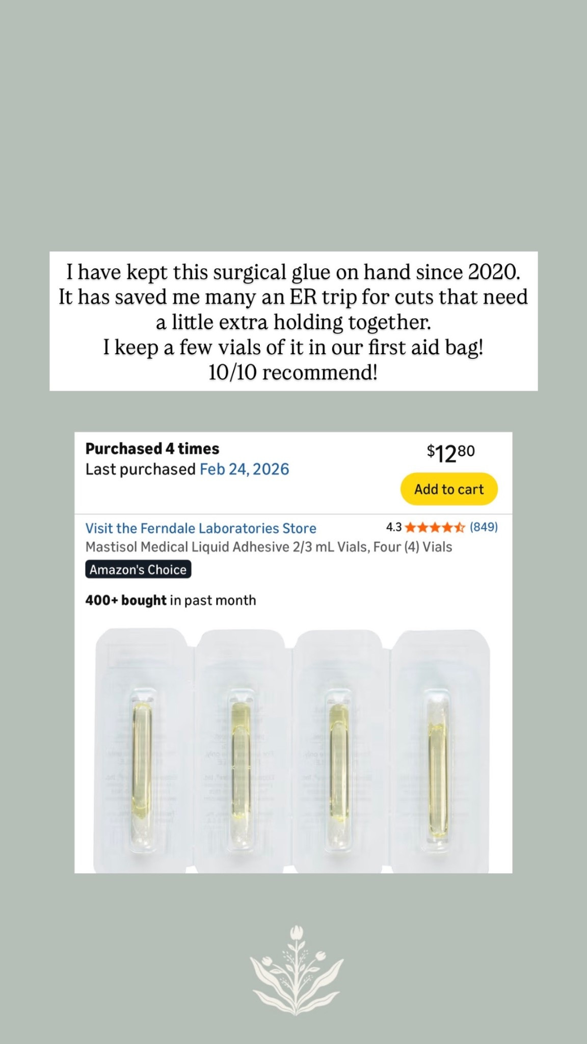 Excellent surgical glue for cuts that need a bit of extra hold. Highly recommend adding to your first aid kit!

#LTKmomlife #LTKKids