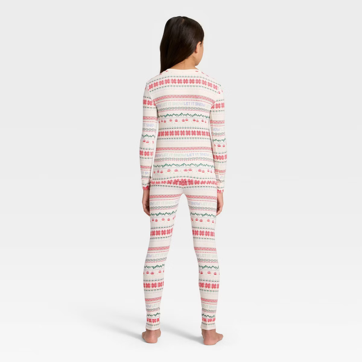Kids' "Let it Snow" Fair Isle Cozy Knit Long Sleeve Shirt and Pants Holiday Matching Family Pajam... | Target