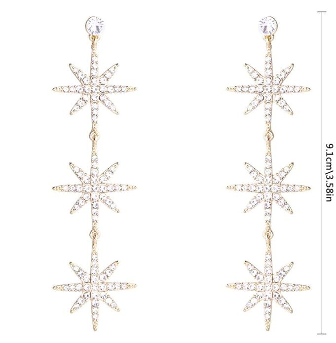 Gold Star Earrings - Silver Crystal Dangle Wedding Jewelry for Women | Amazon (US)