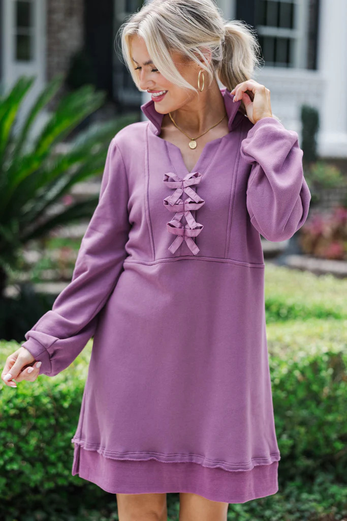 Find It Again Plum Collared Dress | The Mint Julep Boutique