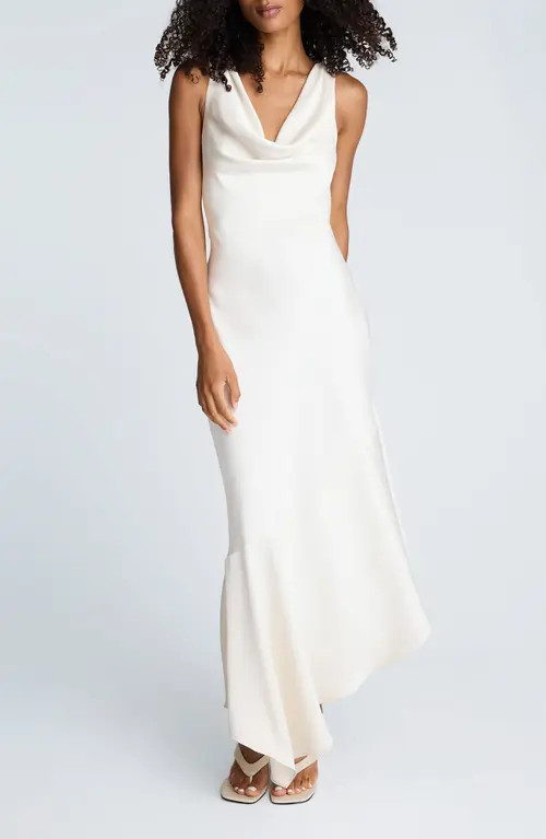 Kenneth Cole Asymmetric Sleeveless Cowl Neck Maxi Dress in Oyster at Nordstrom, Size 6 | Nordstrom