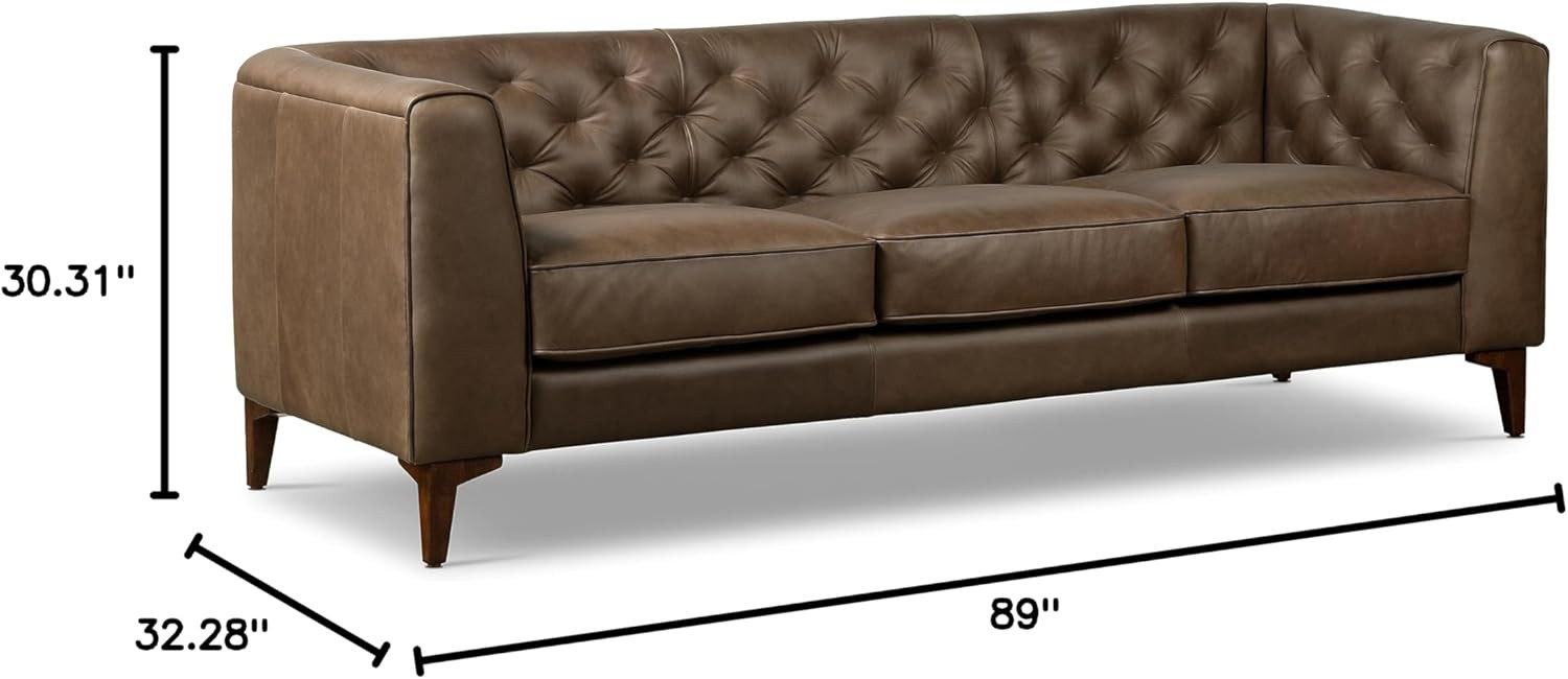 Poly & BARK Essex 89” Full-Grain Italian Leather Sofa – Tufted Back, Feather-Down Comfort, So... | Amazon (US)