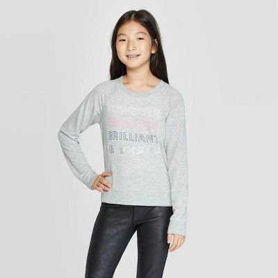 Girls' Cozy Crew Sweatshirt  - art class™ Gray | Target