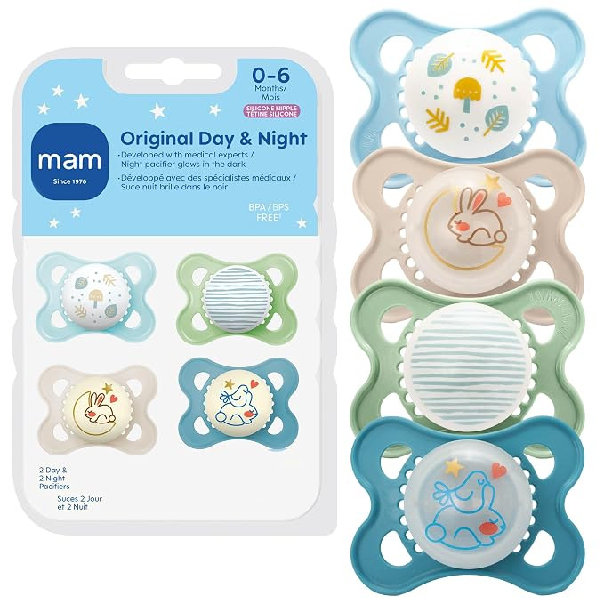 MAM Original Baby Pacifiers 0-6 Months, Binky for Newborn Babies, BPA-Free Skin Soft Silicone Nip... | Amazon (US)