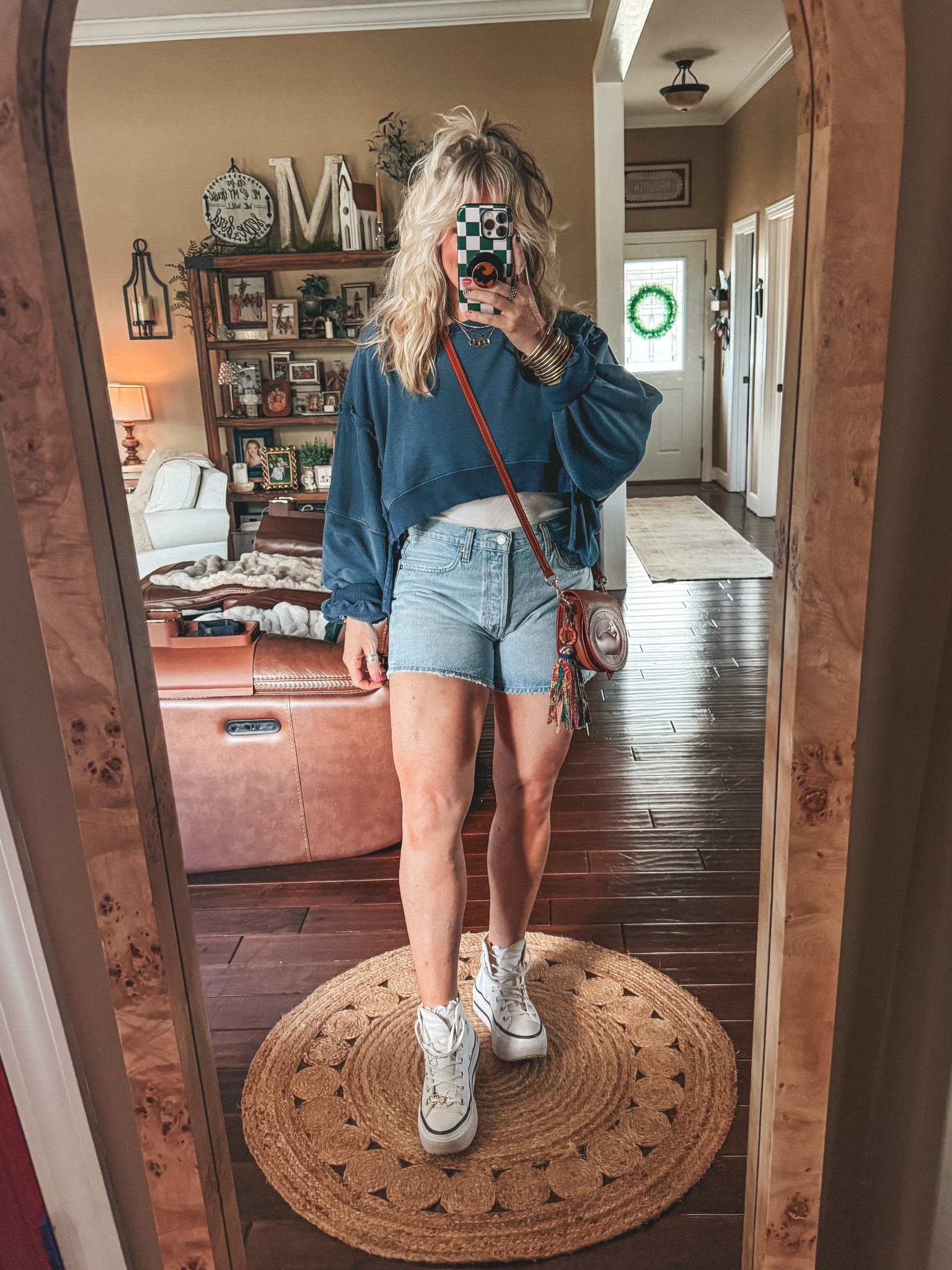 Basketball game fit 💙
Love this cropped pullover. I linked look for less too. I’m in a small. 
My denim shorts are a few years old  

#LTKOver40 #LTKootd