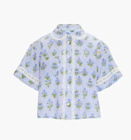 The Annette Top - Blue Block Print | Hill House Home US