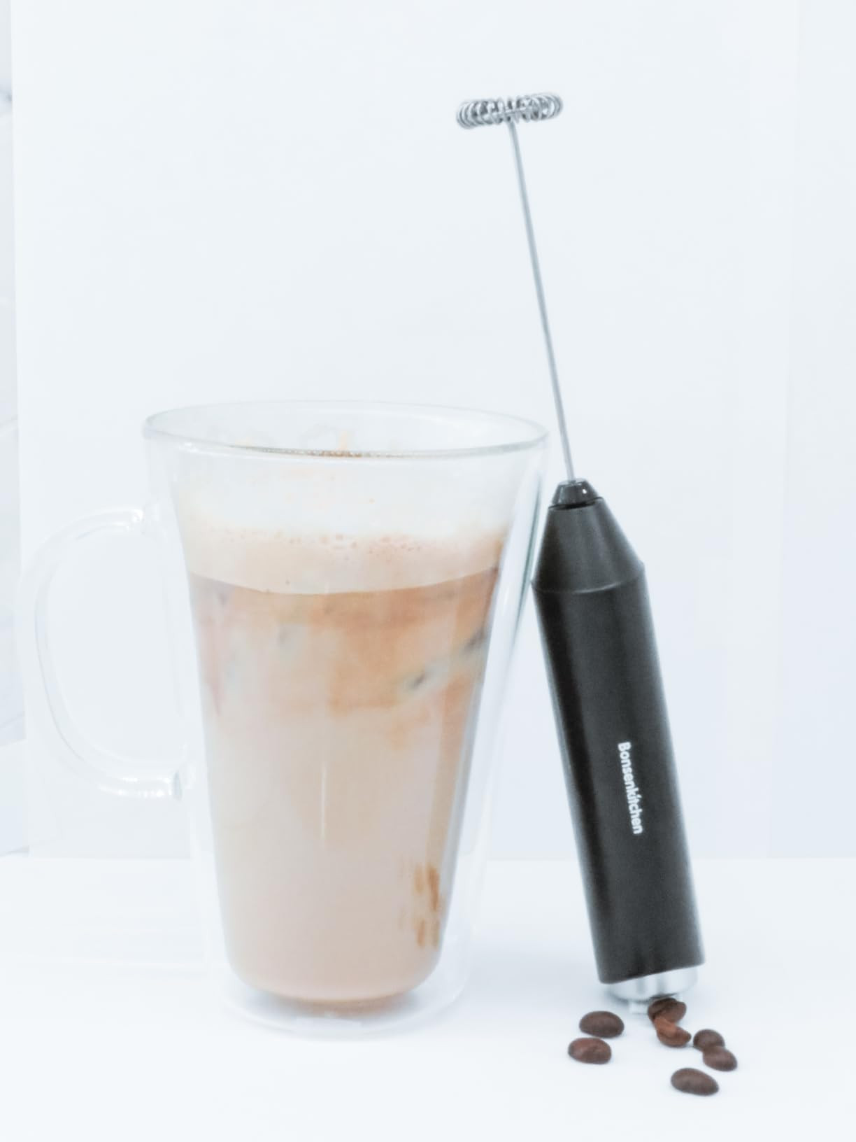 Bonsenkitchen Powerful Milk Frother for Coffee, Fast Handheld Drink Mixer with Stainless Steel Wh... | Amazon (US)