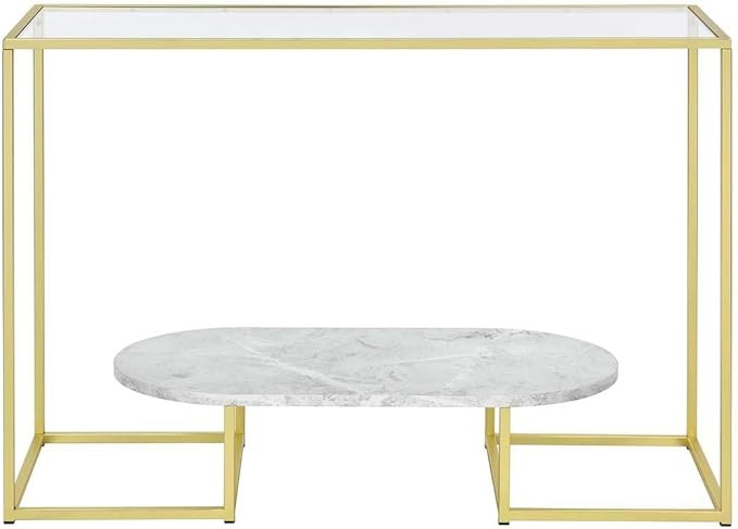 Progressive Furniture Gold Nola Glass w/Metal Sofa/Console Table | Amazon (US)