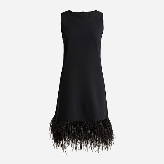 Crepe feather-trim shift dress | J. Crew US