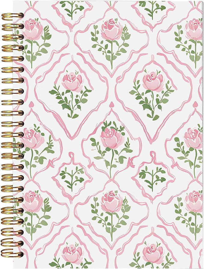 Pink Rose Floral Spiral Notebook, Preppy Floral Girly Aesthetic Journal, Pink Flower Journal for ... | Amazon (US)