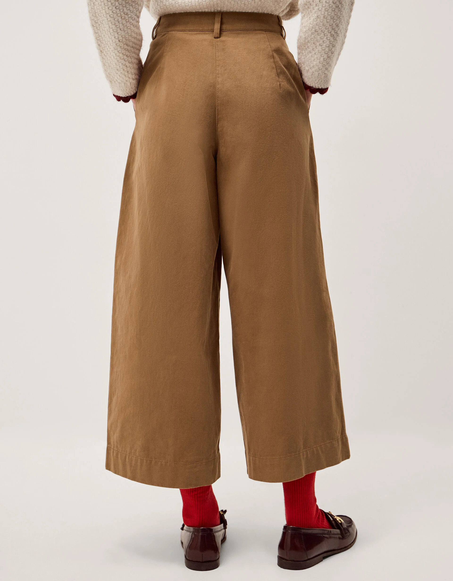 Luna Cropped Wide Leg Trousers Camel | Monsoon (UK)