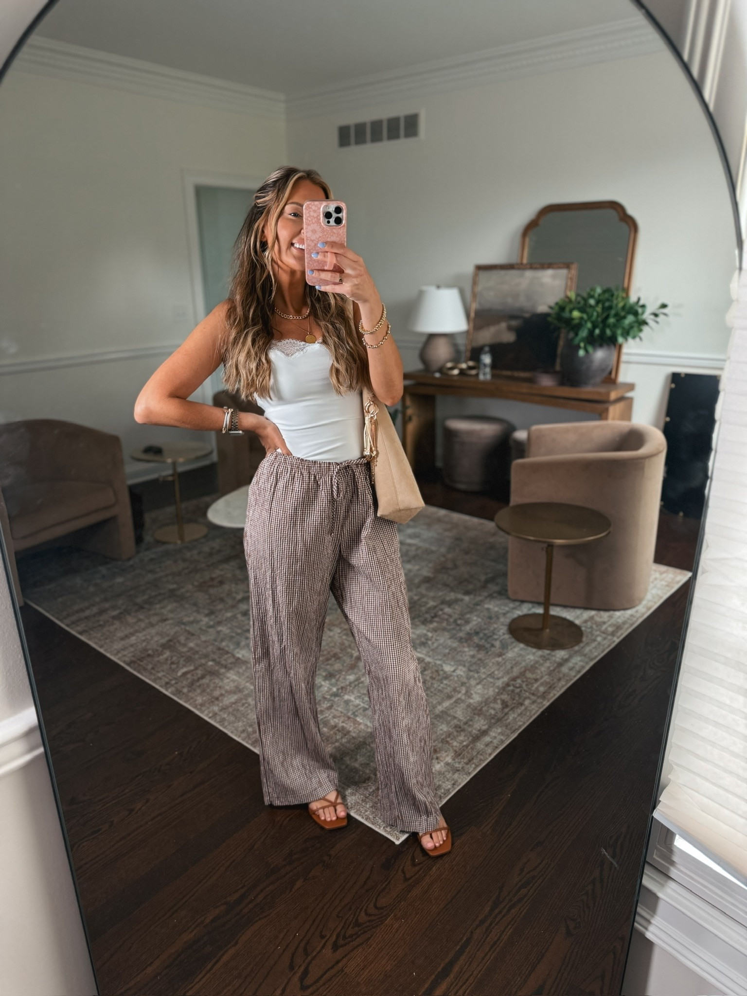 Relaxed yet polished summer outfit idea! These pants would travel well for your next beach vacation. These drawstring elastic waist makes them extra comfortable. They also come in white!

#LTKgrwm #LTKootd #LTKmomlife