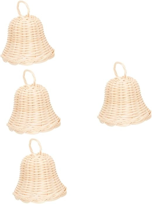 Garneck 4pcs Bell Shaped Rattan Decoration Xmas Tree Pendant Handmade Christmas Ornament for Home... | Amazon (US)