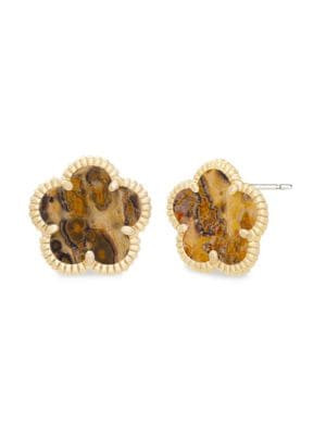 Flower 14K Golpldated Jasper Clover Stud Earrings | Saks Fifth Avenue OFF 5TH