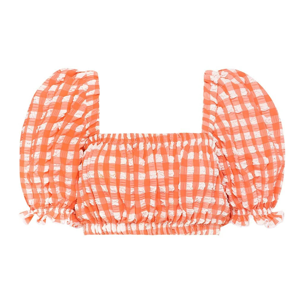 Shrimp Gingham Marcela Bikini Top | Montce