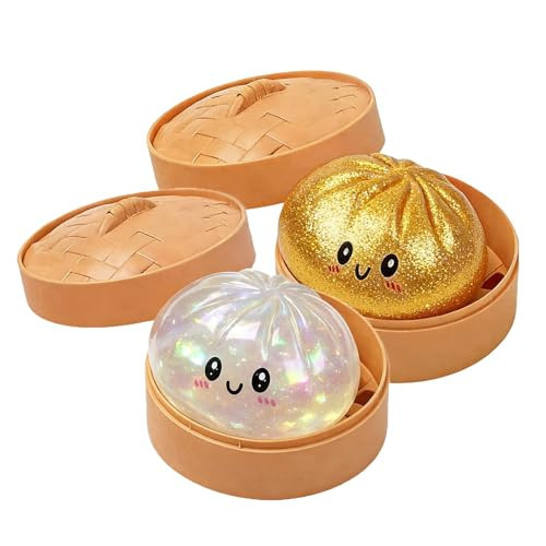 Glitter Dumpling, Glitter Dumpling Squishy with Box, Squishy Dumplings for Stress Relief (White + Yellow) | Amazon (US)
