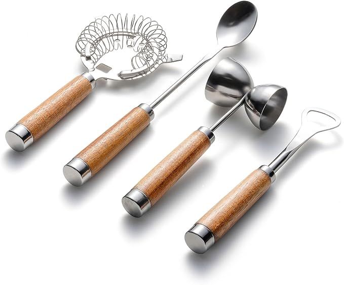 Outset Bartending Tool Kit, Strainer, Stirring Spoon, Jigger, and Bottle Opener | Amazon (US)