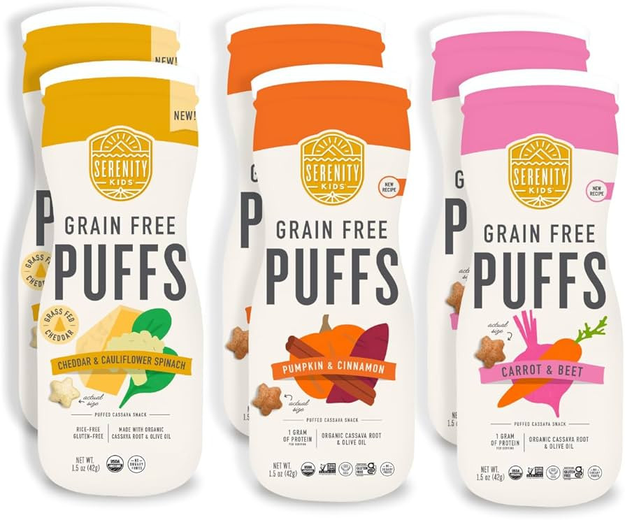 Serenity Kids 6+ Months Grain Free Puffs Toddler & Baby Snack | No Added Sugar, Gluten & Rice Fre... | Amazon (US)