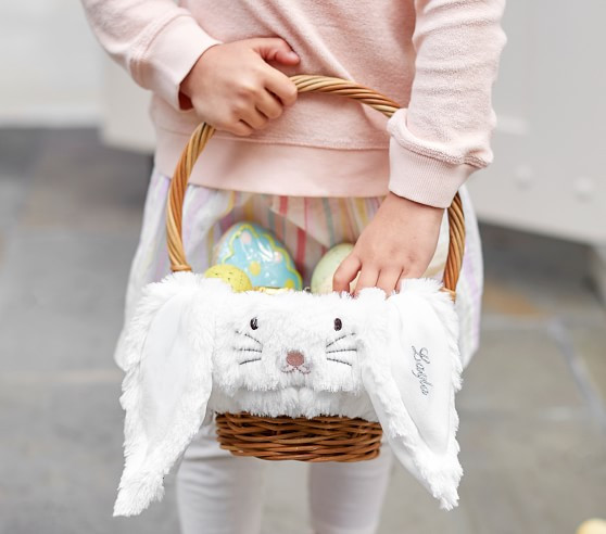 Long Ear Fur Bunny Easter Basket Liners | Pottery Barn Kids