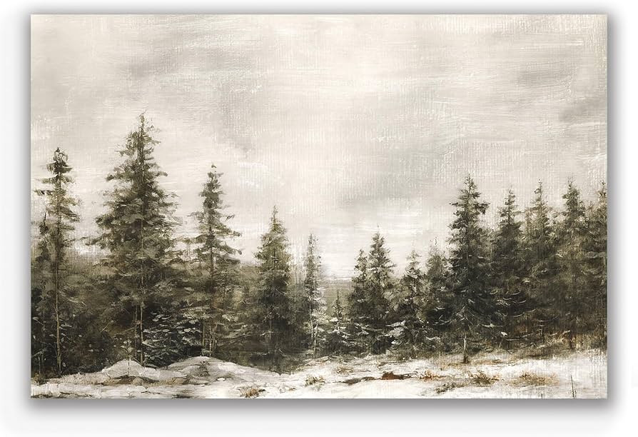 Winter Pine Forest Christmas Trees Canvas Wall Art Rustic Landscape Aesthetic Decor Posters Fores... | Amazon (US)