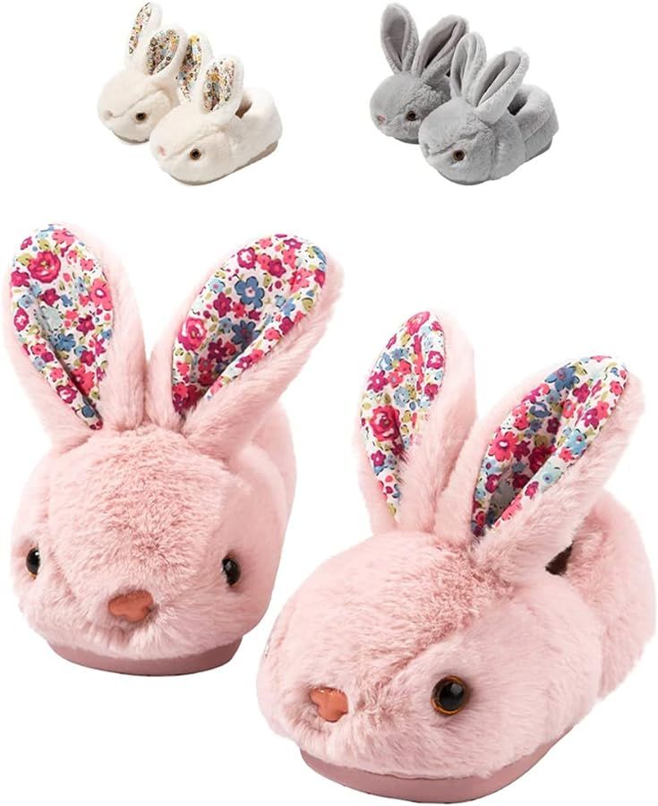 Otcmuky Kids Bunny Slippers Girls Winter Warm Plush Shoes Soft Anti-Slip Cute Rabbit Home Slipper... | Amazon (UK)